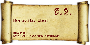 Borovits Ubul névjegykártya